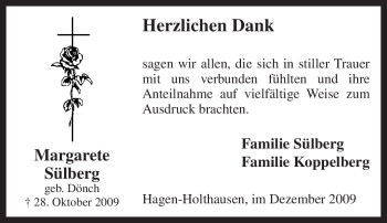 Traueranzeige von Margarete Sülberg von Tageszeitung