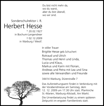 Traueranzeige von Herbert Hesse von Tageszeitung