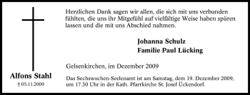 Traueranzeige von Alfons Stahl von Tageszeitung