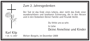Traueranzeige von Karl Kilp von Tageszeitung