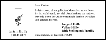 Traueranzeige von Erich Hülle von Tageszeitung