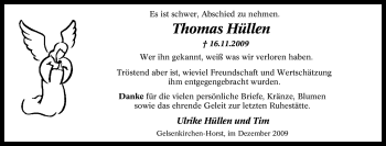 Traueranzeige von Thomas Hüllen von Tageszeitung