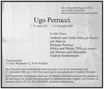 Traueranzeige von Ugo Perrucci von Tageszeitung