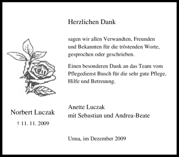Traueranzeige von Norbert Luczak von Tageszeitung