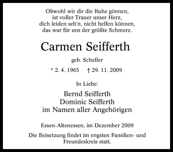 Traueranzeige von Carmen Seifferth von Tageszeitung