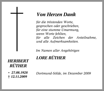 Traueranzeige von Heribert Rüther von Tageszeitung