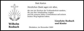 Traueranzeige von Wilhelm Rosbach von Tageszeitung