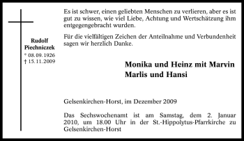 Traueranzeige von Rudolf Piechniczek von Tageszeitung