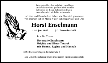 Traueranzeige von Horst Enselmann von Tageszeitung