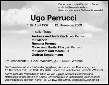 Traueranzeige von Ugo Perrucci von Tageszeitung