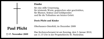 Traueranzeige von Paul Plicht von Tageszeitung
