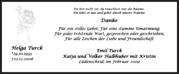 Traueranzeige von Helga Turck von Tageszeitung