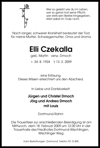 Traueranzeige von Elli Czekalla von Tageszeitung