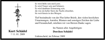 Traueranzeige von Kurt Schädel von Tageszeitung