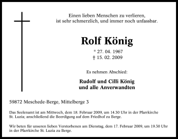 Traueranzeige von Rolf König von Tageszeitung