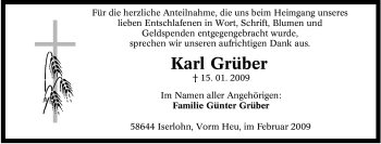 Traueranzeige von Karl Grüber von Tageszeitung