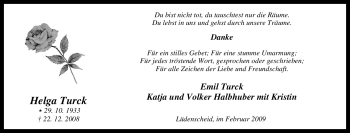 Traueranzeige von Helga Turck von Tageszeitung