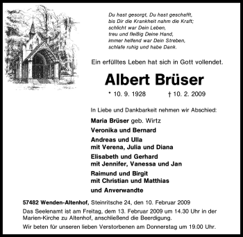 Traueranzeige von Albert Brüser von Tageszeitung