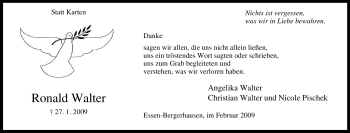 Traueranzeige von Ronald Walter von Tageszeitung