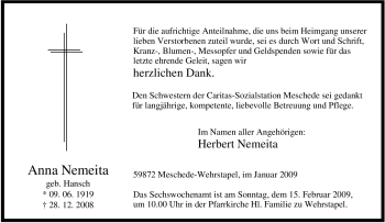 Traueranzeige von Anna Nemeita von Tageszeitung