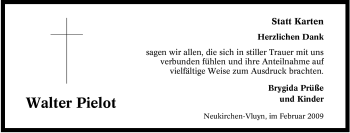 Traueranzeige von Walter Pielot von Tageszeitung
