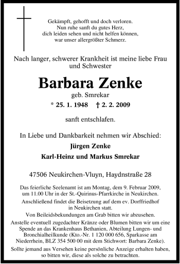 Traueranzeige von Barbara Zenke von Tageszeitung
