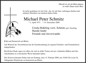 Traueranzeige von Michael Peter Schmitz von Tageszeitung