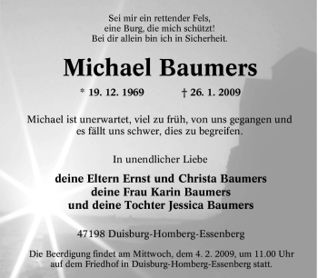 Traueranzeige von Michael Baumers von Tageszeitung