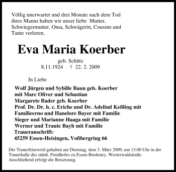 Traueranzeige von Eva Maria Koerber von Tageszeitung