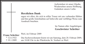 Traueranzeige von Franz Schröter von Tageszeitung