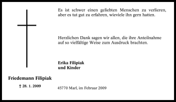 Traueranzeige von Friedemann Filipiak von Tageszeitung