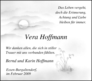 Traueranzeige von Vera Hoffmann von Tageszeitung