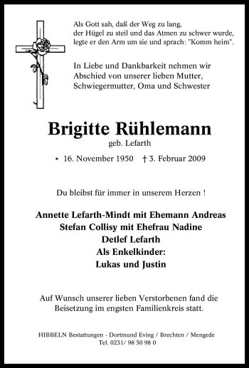 Traueranzeige von Brigitte Rühlemann von Tageszeitung