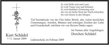 Traueranzeige von Kurt Schädel von Tageszeitung