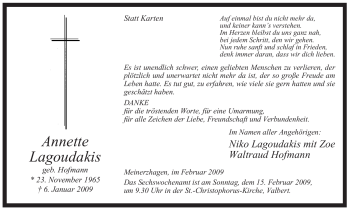 Traueranzeige von Annette Lagoudakis von Tageszeitung
