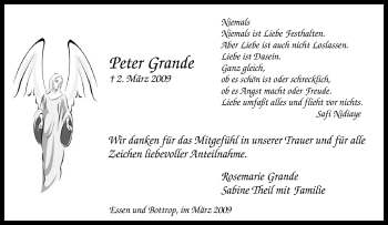 Traueranzeige von Peter Grande von Tageszeitung