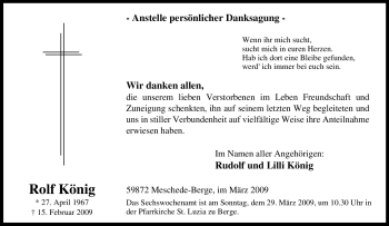 Traueranzeige von Rolf König von Tageszeitung