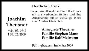 Traueranzeige von Joachim Theusner von Tageszeitung