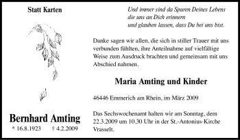 Traueranzeige von Bernhard Amting von Tageszeitung