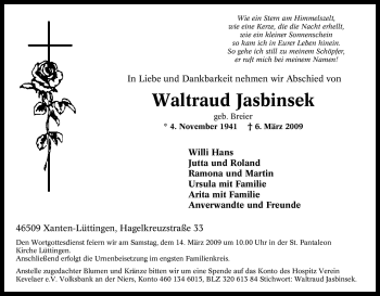 Traueranzeige von Waltraud Jasbinsek von Tageszeitung