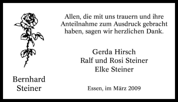 Traueranzeige von Bernhard Steiner von Tageszeitung