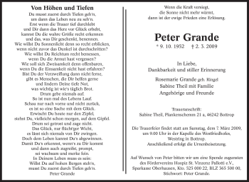 Traueranzeige von Peter Grande von Tageszeitung
