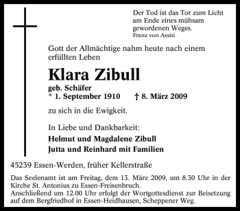 Traueranzeige von Klara Zibull von Tageszeitung