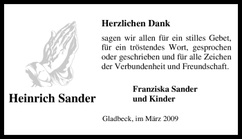Traueranzeige von Heinrich Sander von Tageszeitung