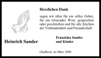 Traueranzeige von Heinrich Sander von Tageszeitung