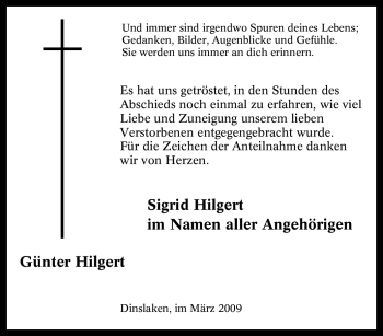 Traueranzeige von Günter Hilgert von Tageszeitung