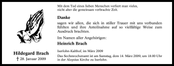 Traueranzeige von Hildegard Brach von Tageszeitung