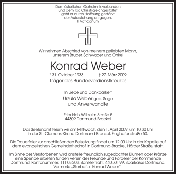 Traueranzeige von Konrad Weber von Tageszeitung