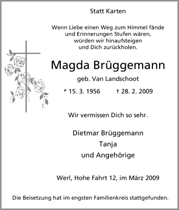 Traueranzeige von Magda Brüggemann von Tageszeitung