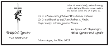 Traueranzeige von Wilfried Quester von Tageszeitung